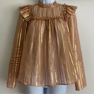Ulla Johnson Gold and Brown Striped Blouse